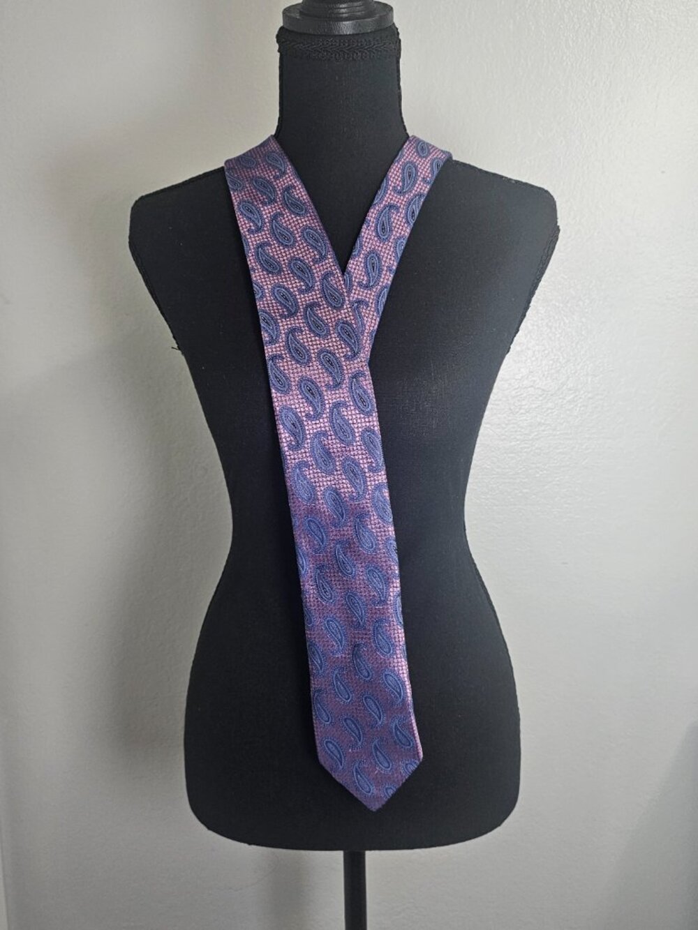 CANALI 1934 Italy Luxury Silk Tie Lavender Pink Blue Paisley Jacquard 3.25x59.5" - Picture 3 of 7